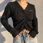 Drawstring Cable-knit Sweater