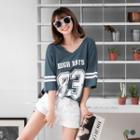 V Neck 3/4-sleeve Top