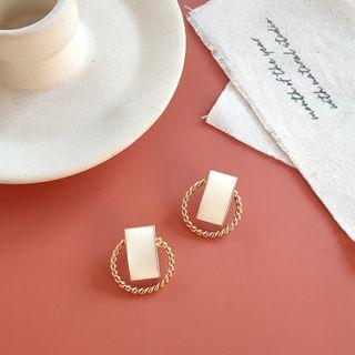 Sterling Silver Hollow Hoop Stud Earring / Clip-on Earring