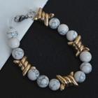 Alloy Turquoise Bead Bracelet White Gold - One Size