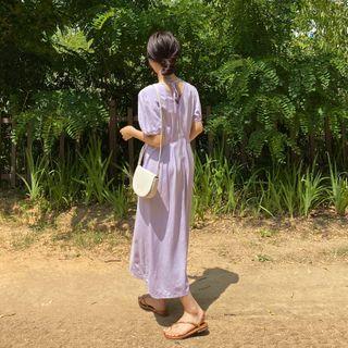Pintuck-trim Tie-back A-line Dress