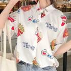 Cartoon Printed Blouse As Shown In Figure - One Size