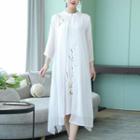 Traditional Chinese Mock Two-piece 3/4-sleeve Dress