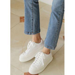 Platform Toe-cap Pleather Sneakers