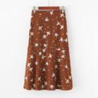 Floral Print A-line Midi Chiffon Skirt