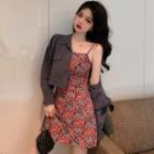 Crop Blazer / Floral Strappy A-line Dress