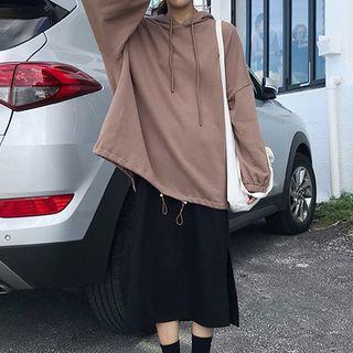 Plain Hoodie / Split Hem Midi A-line Skirt