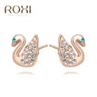 Rhinestone Swan Earring 1 Pair - Rose Gold - One Size