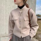 Button Jacket / Plaid Midi A-line Skirt