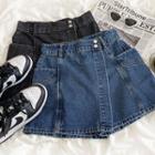 High-waist Double-button Asymmetrical A-line Skort
