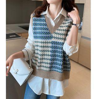 Patterned V-neck Sweater Vets