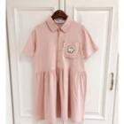 Short-sleeve Cat Embroidery Dress