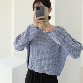Boatneck Cable-knit Crop Top