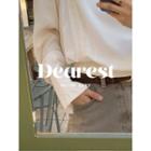 Mock-neck Lace-trim Band-waist Top One Size
