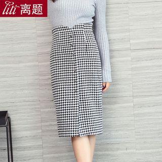Houndstooth Midi Skirt