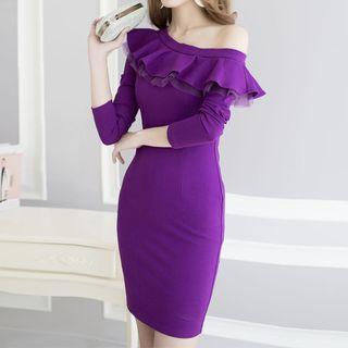 Ruffled Off-shoulder Sheath Dress