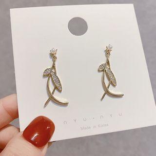 Faux Pearl Rhinestone Dangle Earring 1 Pair - E1633 - Gold - One Size