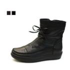 Genuine Leather Tie-front Ankle Boots