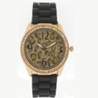 Glittery Leopard Pattern Wrist Watch Black - One Size