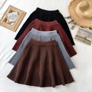 Ribbed Mini A-line Skirt
