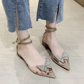Rhinestone Ankle-strap Pointy-toe Sandals