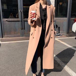 Notch Lapel Plain Buttoned Coat