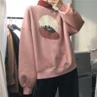 Turtleneck Printed Sweatshirt As Shown In Figure - One Size