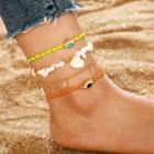 Set Of 4 : Shell / Eye / Alloy Anklet (assorted Designs) Set Of 4 - Green & Orange & Gold - One Size