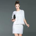 Set: Elbow-sleeve Knit Top + Knit Skirt
