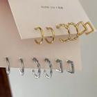 3 Pair Set: Geometric Alloy Hoop Earring (various Designs)