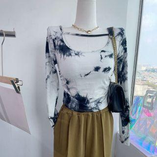 U-neck Tie-dye Cropped Top
