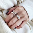 925 Sterling Silver Cross Layered Open Ring 1 Pc - As Shown In Figure - One Size