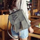 Tasseled Lace Up Faux Leather Backpack