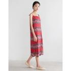 Spaghetti-strap Paisley Long Shift Dress