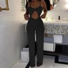 Spaghetti Strap Cutout Open-back Jumpsuit