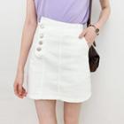 High-waist Denim Button-up Mini Skirt