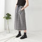 Drawstring Plaid Wide Leg Pants