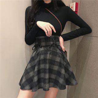High Waist Woolen A-line Dress