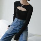 Set: Cropped Knit Top + Camisole