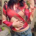 Print Long Sleeve Tie-front T-shirt