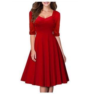 3/4 Sleeve A-line Dress