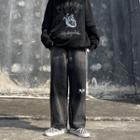 Lettering Tie Dye Wide-leg Jeans