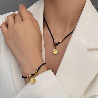 Chinese Characters Alloy Pendant String Necklace