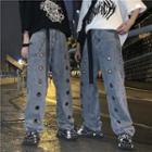 Wide-leg Metal Trim Jeans