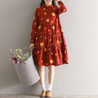 Dotted Tiered Shirtdress