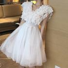 Lace Trim Sleeveless A-line Dress White - One Size