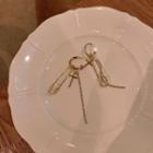 Cross Safety Pin Fringed Earring 1 Pair - 925 Silver - Gold - One Size