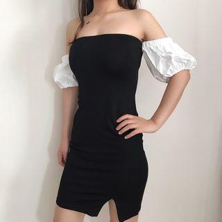 Cold-shoulder Paneled Sheath Dress