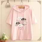 Cloud Embroidered Short-sleeve Hooded T-shirt
