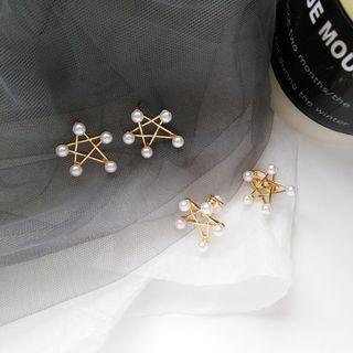 Alloy Faux Pearl Star Earring